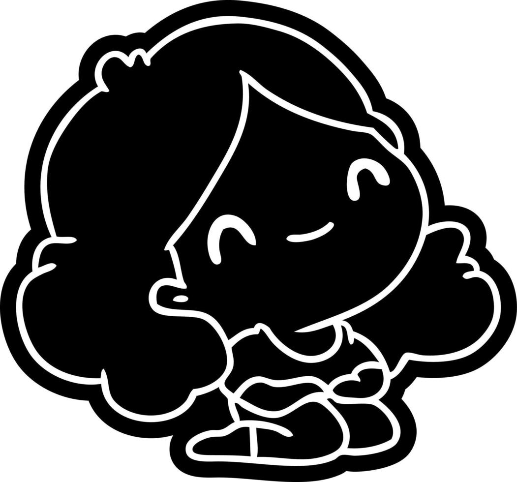 cartoon icon of a cute kawaii girl vector