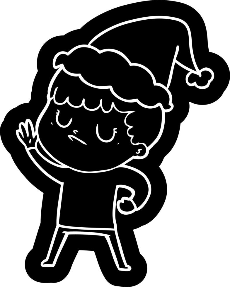 cartoon icon of a grumpy boy wearing santa hat vector
