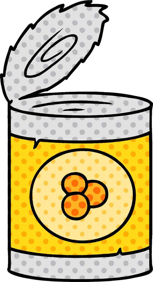 cartoon doodle of a can of peaches vector