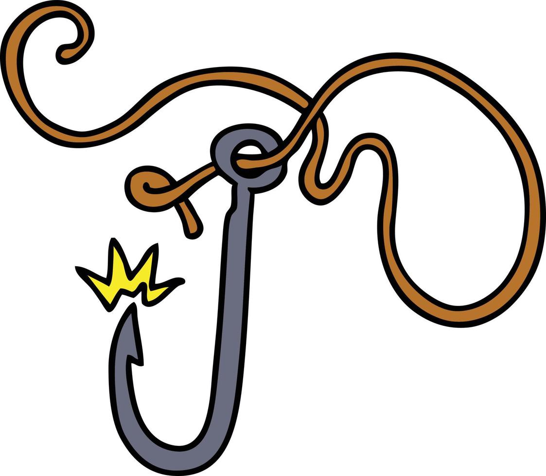 cartoon doodle of a sharp fishing hook vector