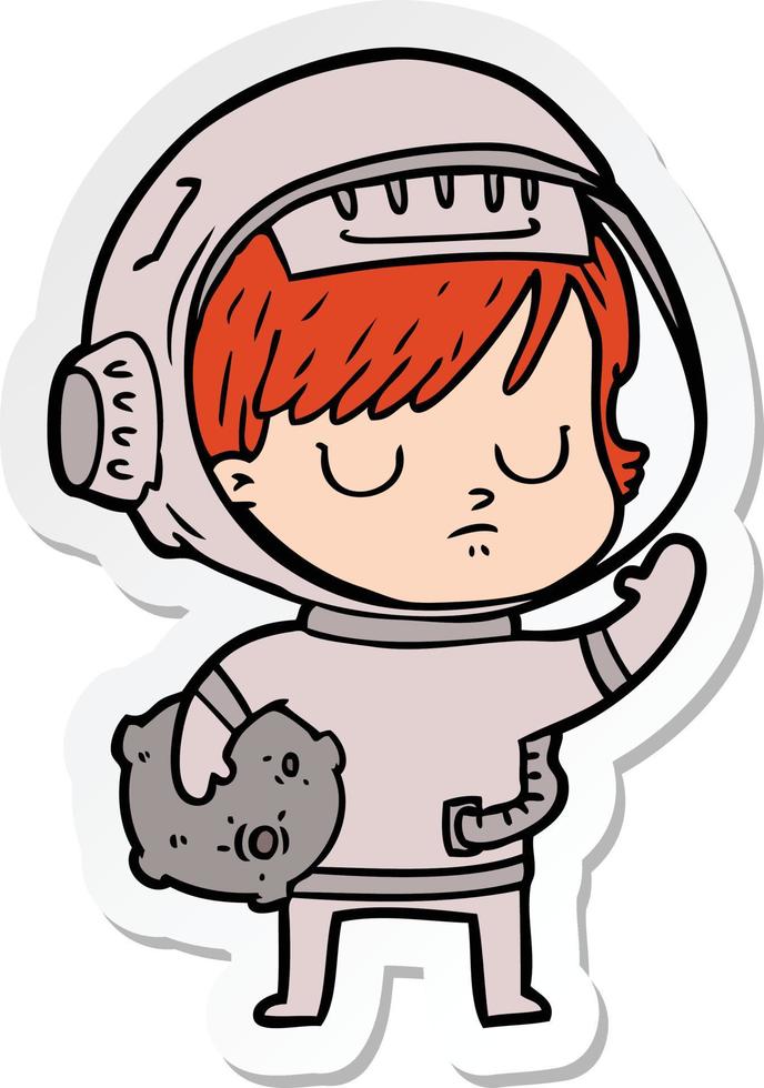 sticker of a cartoon astronaut woman vector