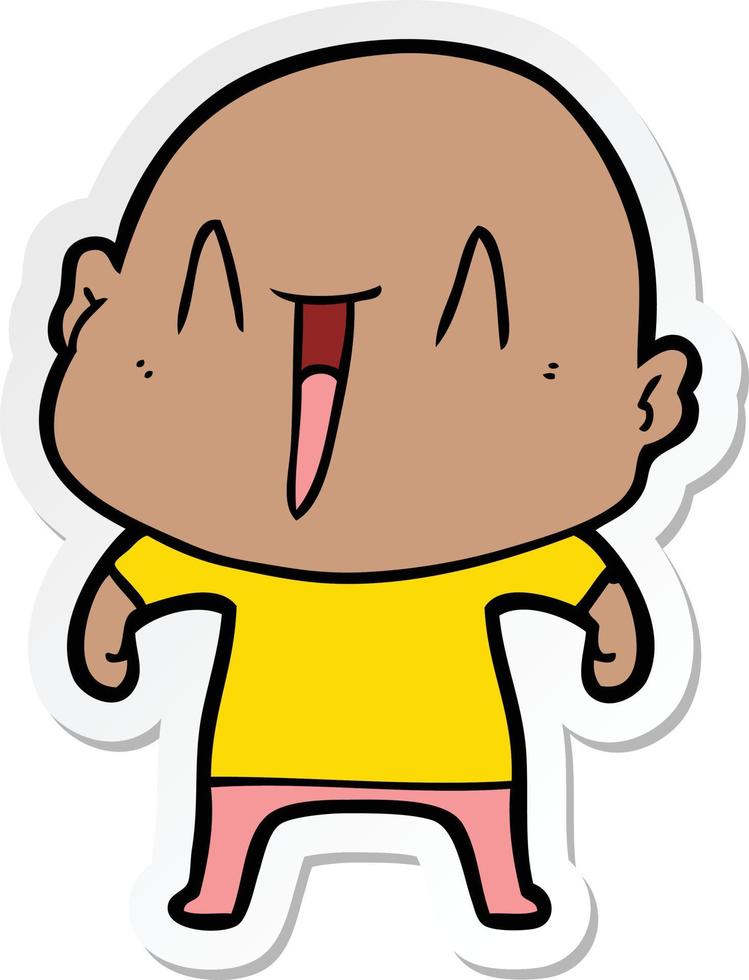 sticker of a happy cartoon bald man vector