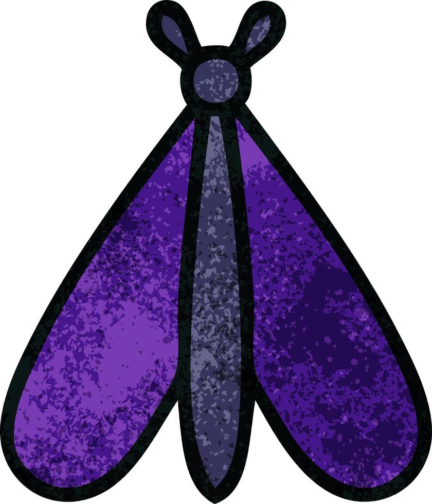 retro grunge texture cartoon moth bug vector
