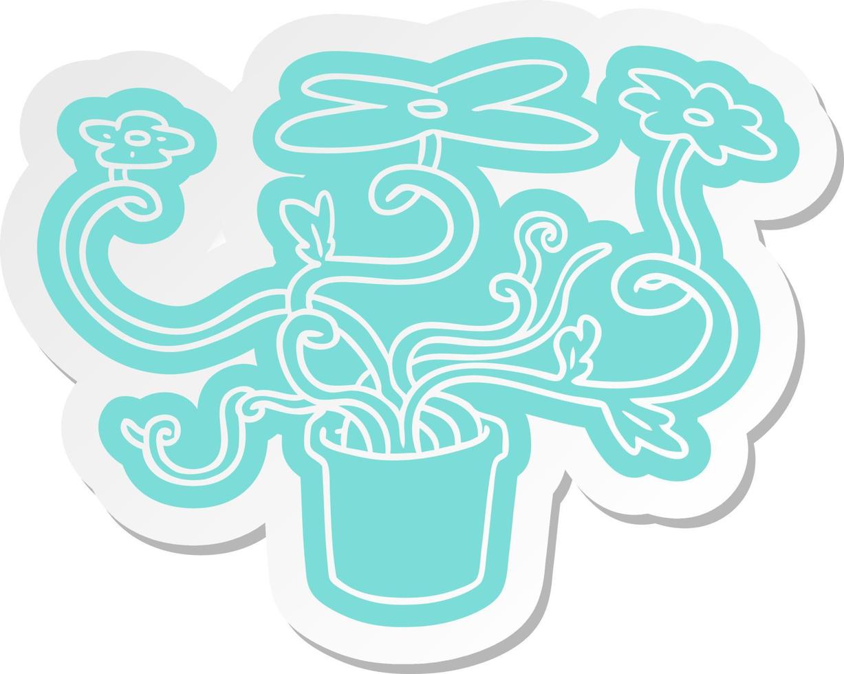 cartoon sticker of a flower plant vector