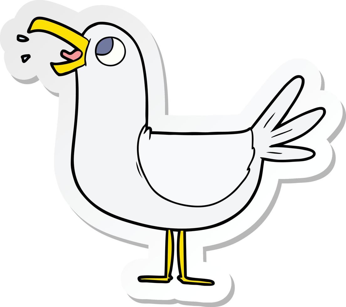 sticker of a cartoon seagull vector