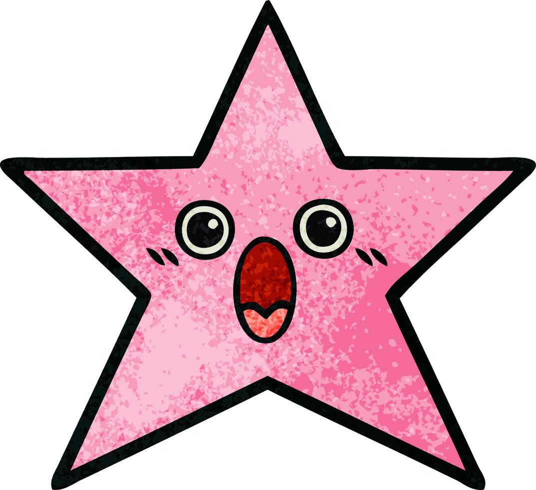 retro grunge texture cartoon star fish vector
