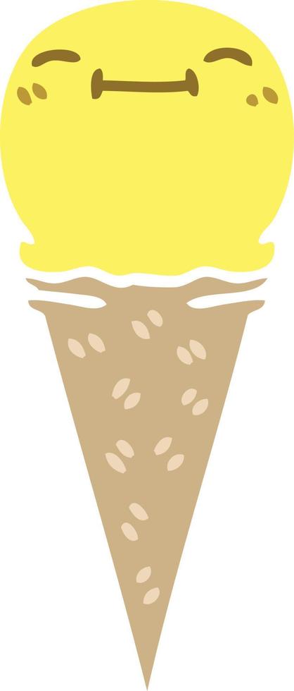quirky hand drawn cartoon happy ice cream vector