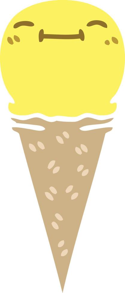 peculiar helado feliz de dibujos animados dibujados a mano vector