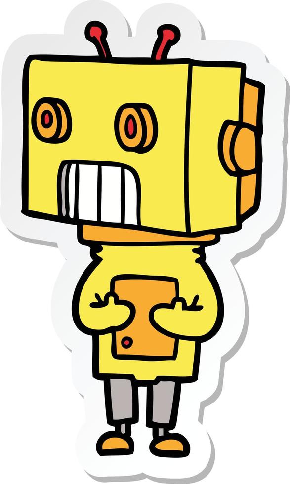 sticker of a cartoon robot vector