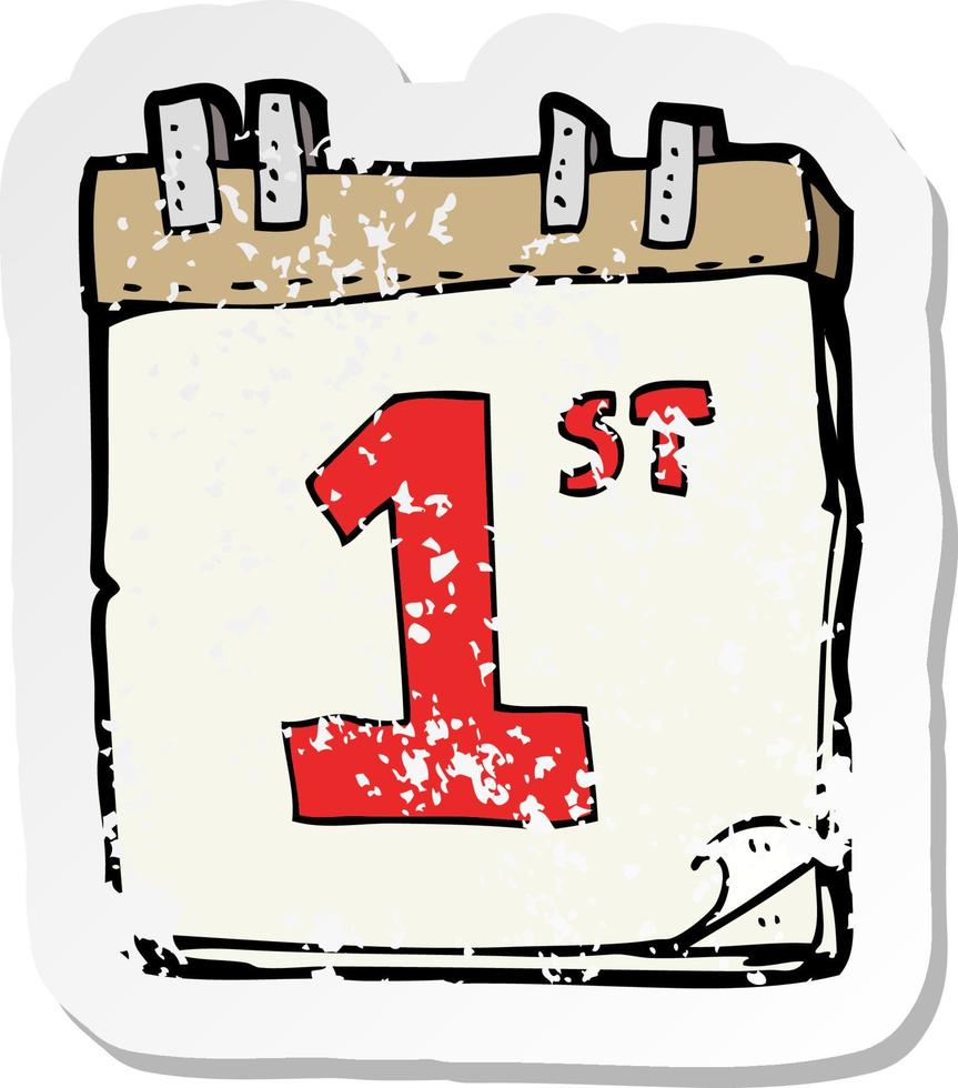 retro distressed sticker of a cartoon calendar vector