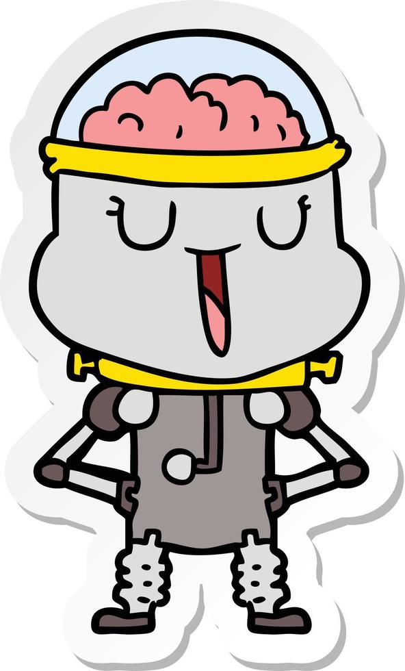 sticker of a happy cartoon robot vector