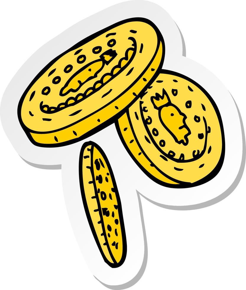 sticker of a cartoon coins vector