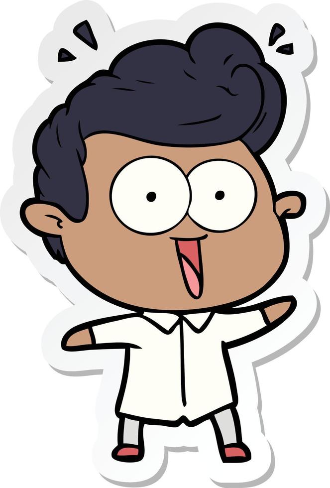 sticker of a cartoon excited man vector