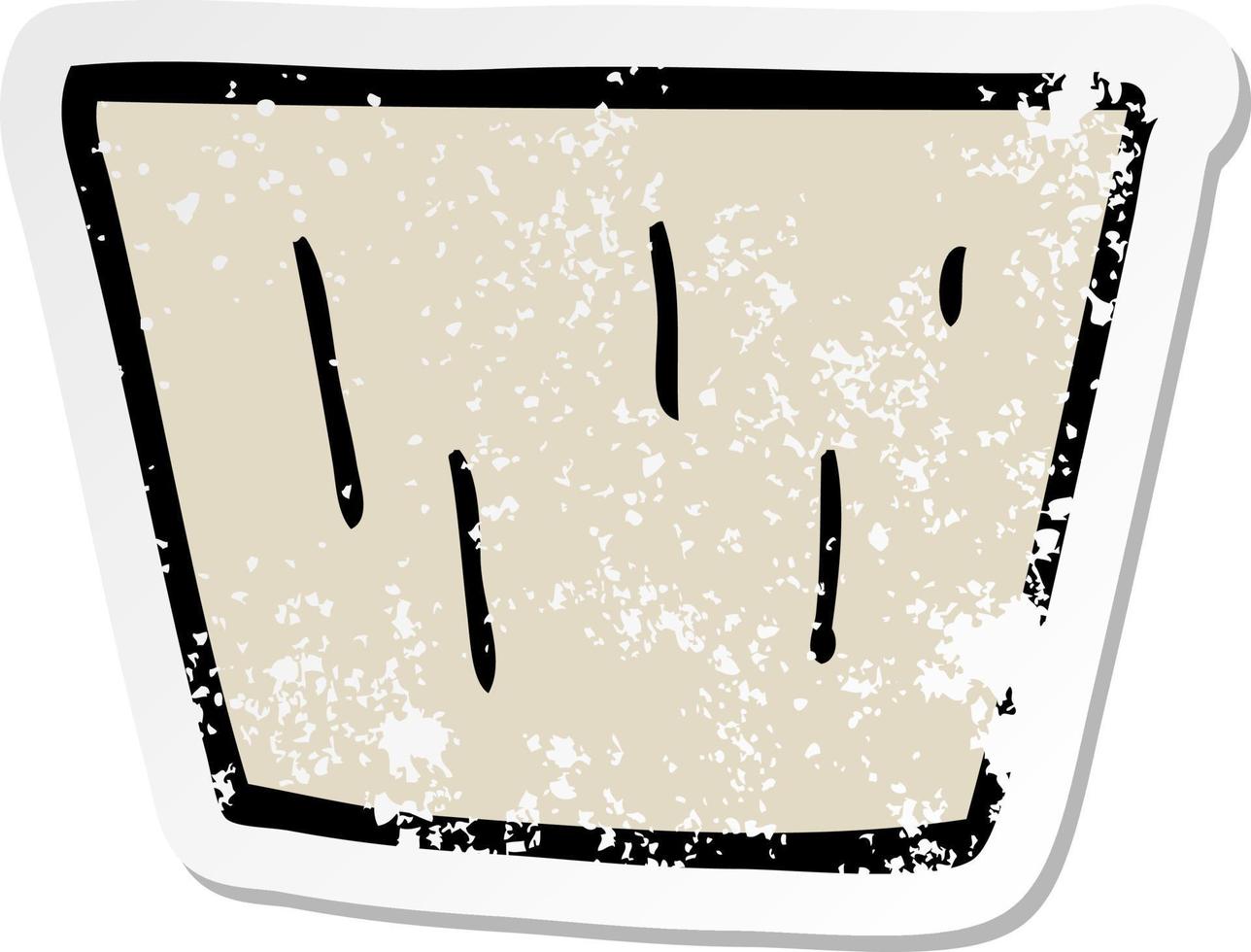 distressed sticker of a cartoon muffin pot vector