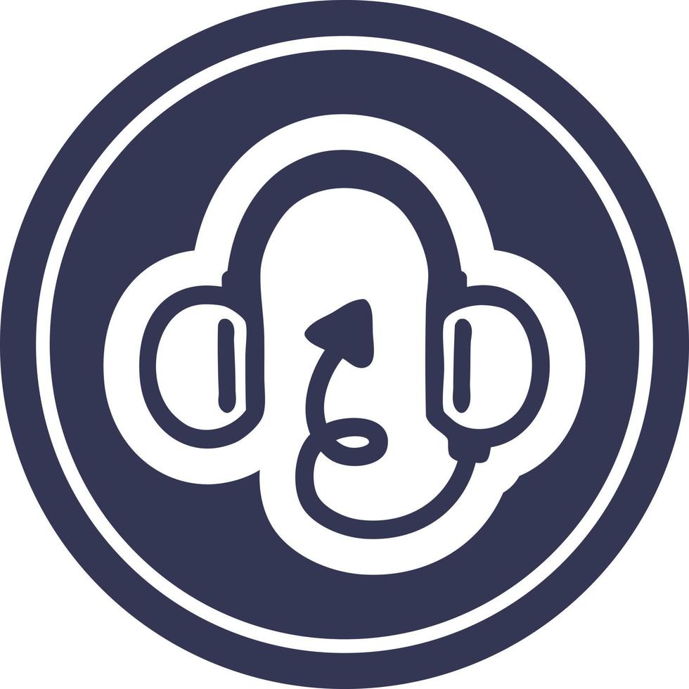 auriculares de música con icono circular de cola de diablo vector