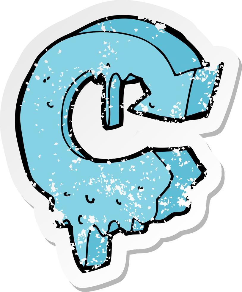 retro distressed sticker of a cartoon melting arrow symbol vector