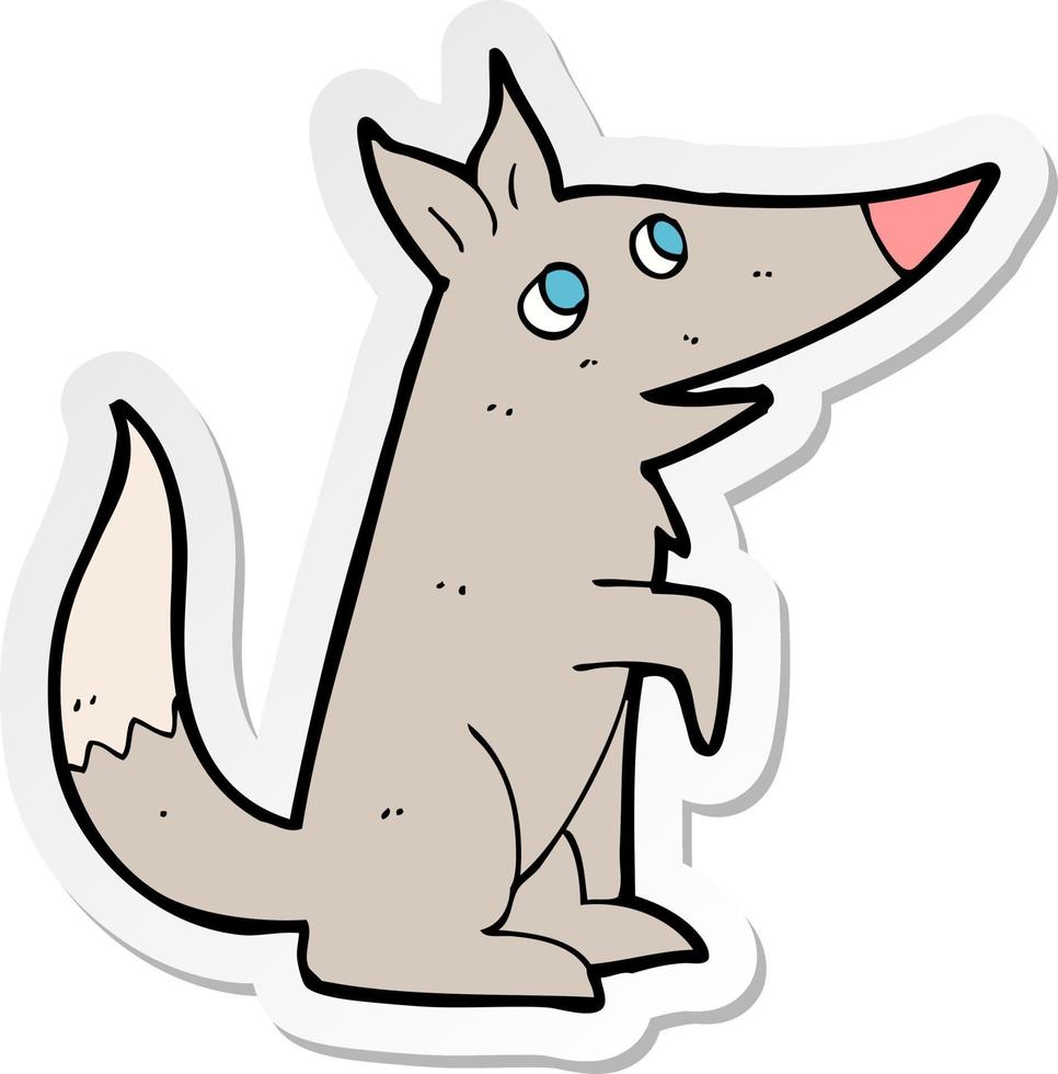 pegatina de un cachorro de lobo de dibujos animados vector