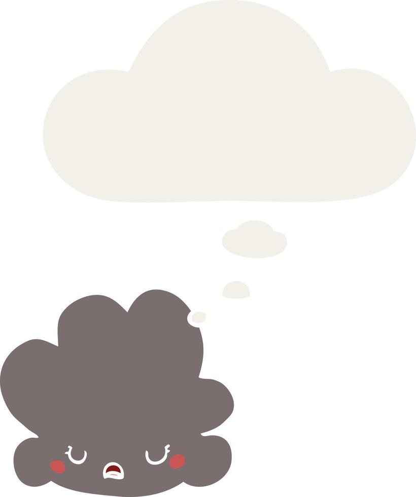 nube de dibujos animados y burbuja de pensamiento en estilo retro vector