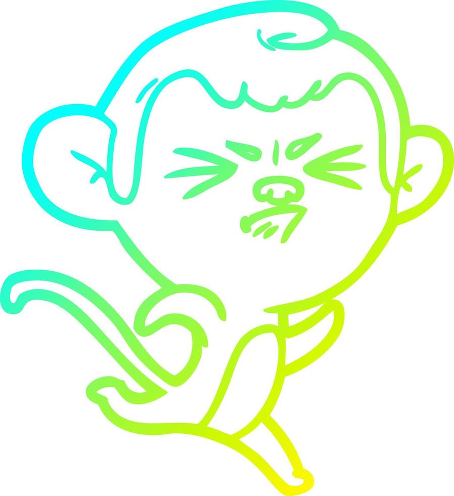 cold gradient line drawing cartoon annoyed monkey vector