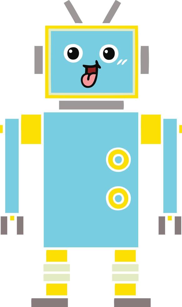 flat color retro cartoon robot vector