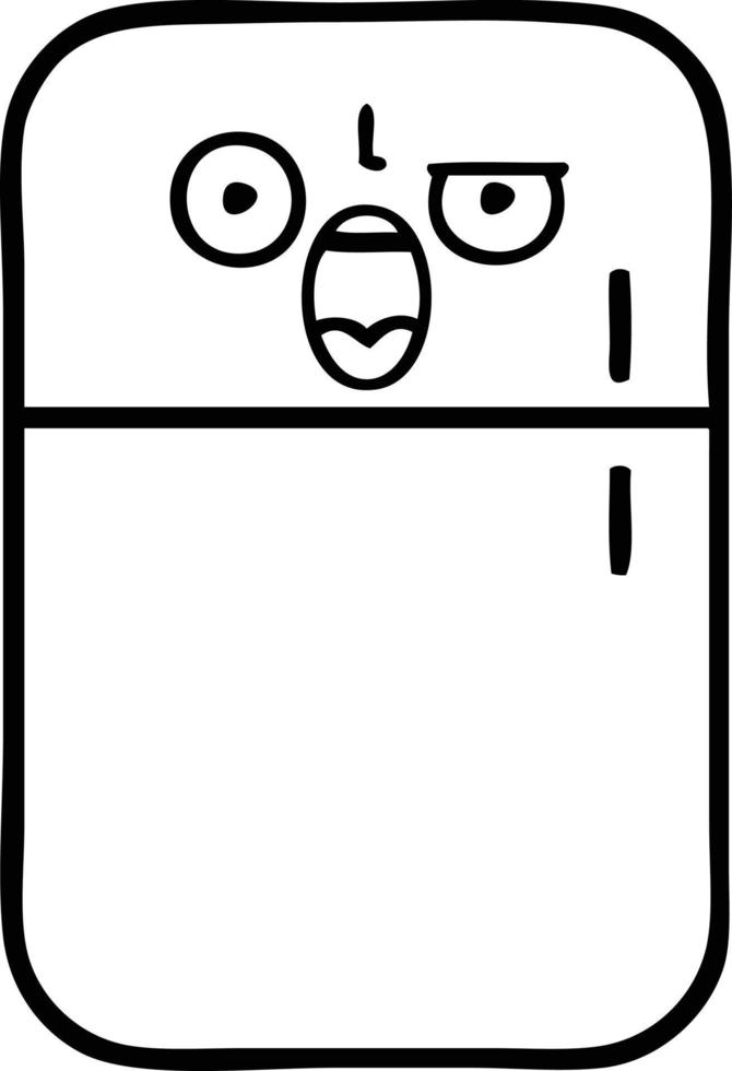 line drawing cartoon fridge freezer vector