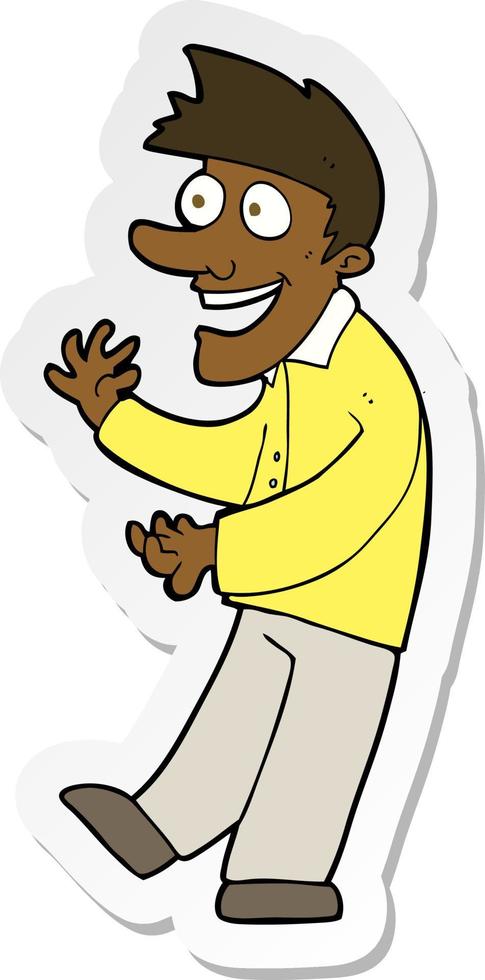 sticker of a cartoon excited man vector