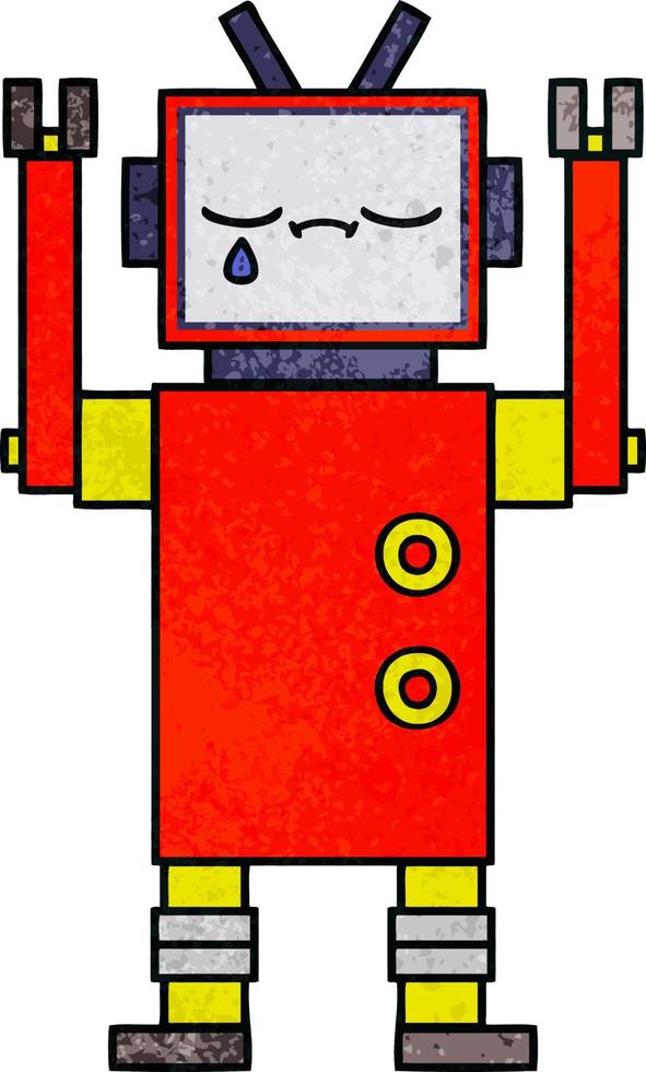 retro grunge texture cartoon robot vector
