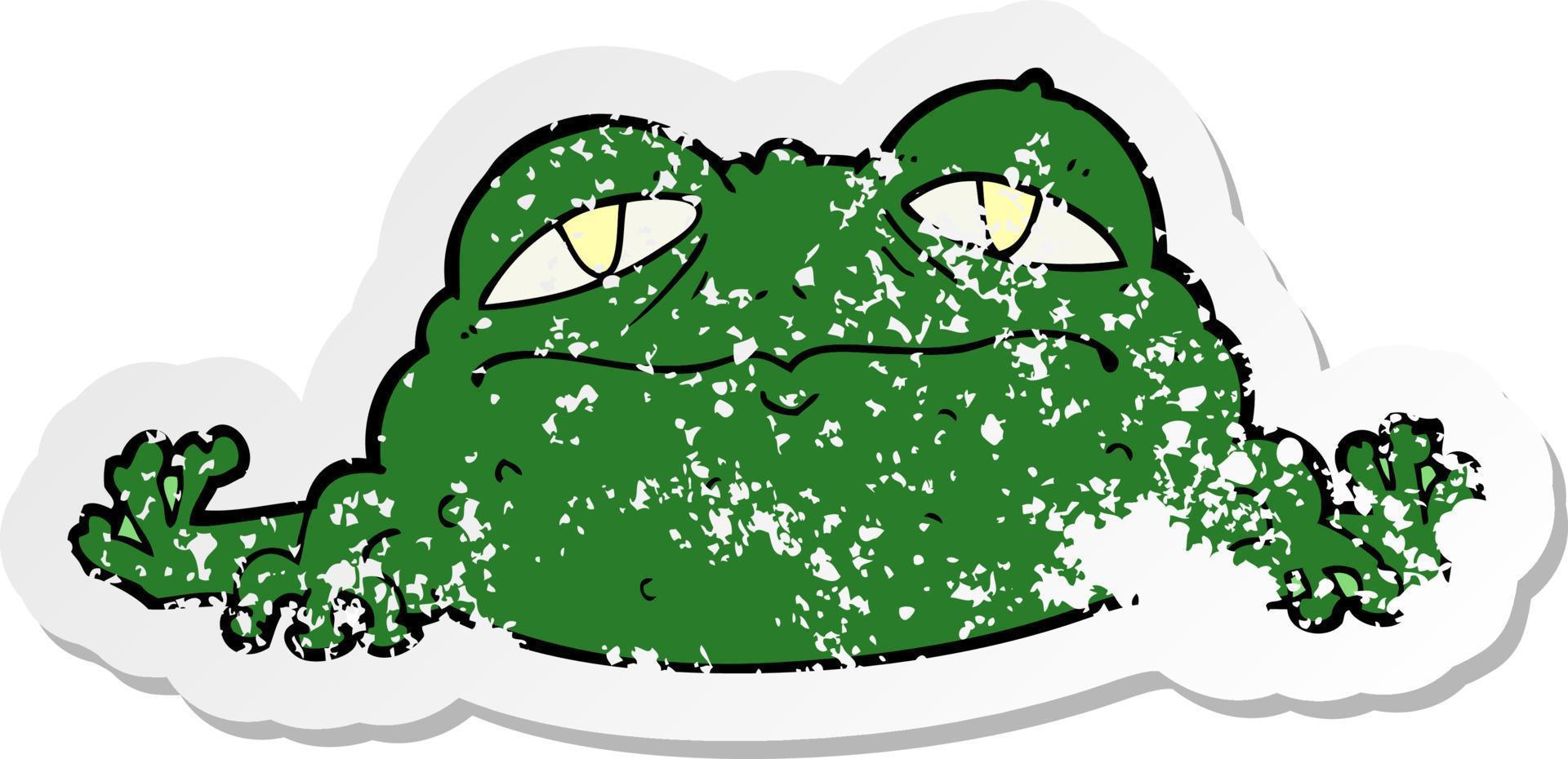 distressed sticker of a cartoon ugly frog vector