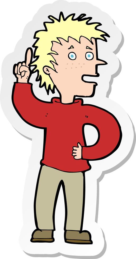 sticker of a cartoon boy with idea vector