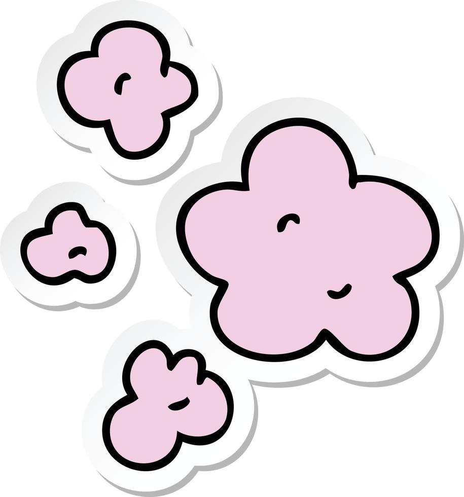sticker of a quirky hand drawn cartoon clouds vector
