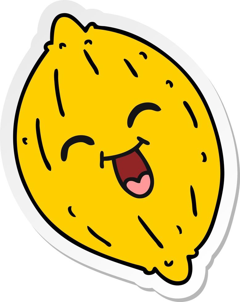 sticker cartoon of a happy lemon vector