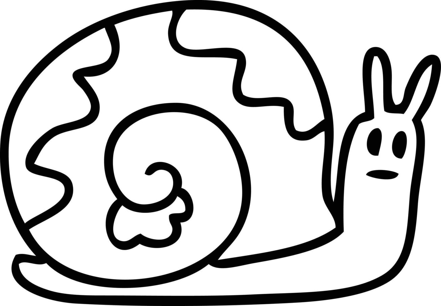 quirky line drawing cartoon snail vector