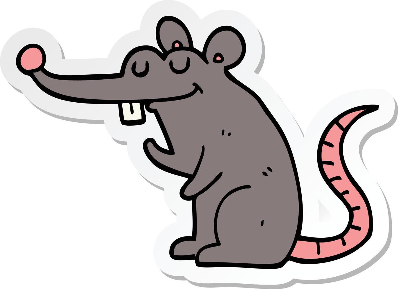 sticker of a cartoon rat vector