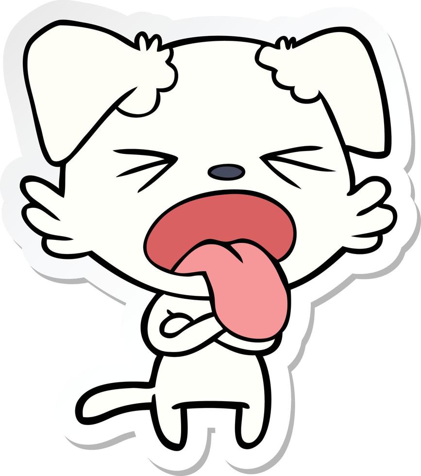 sticker of a cartoon disgusted dog vector