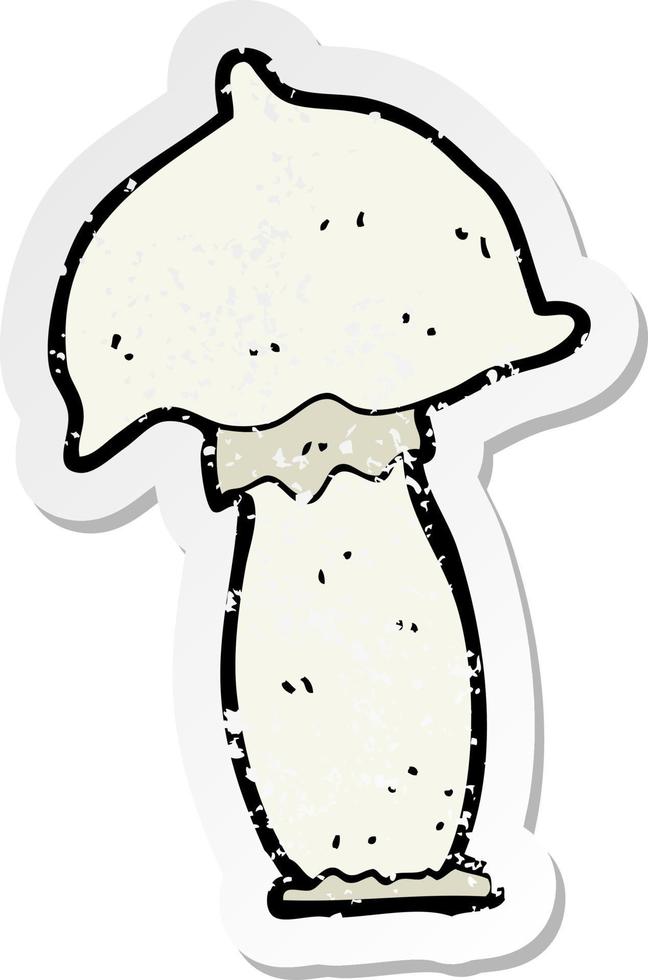 retro distressed sticker of a cartoon mushroom vector