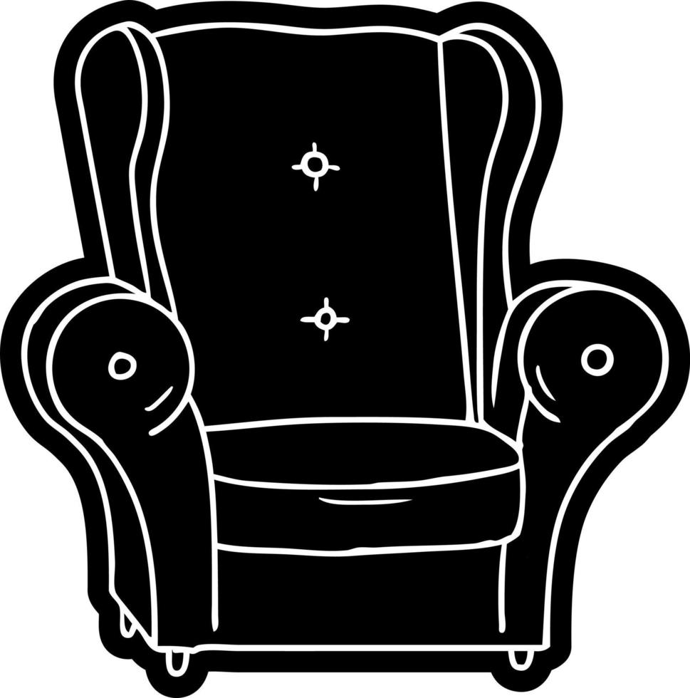 cartoon icon drawing of an old armchair vector