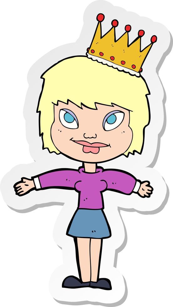 sticker of a cartoon person wearing crown vector