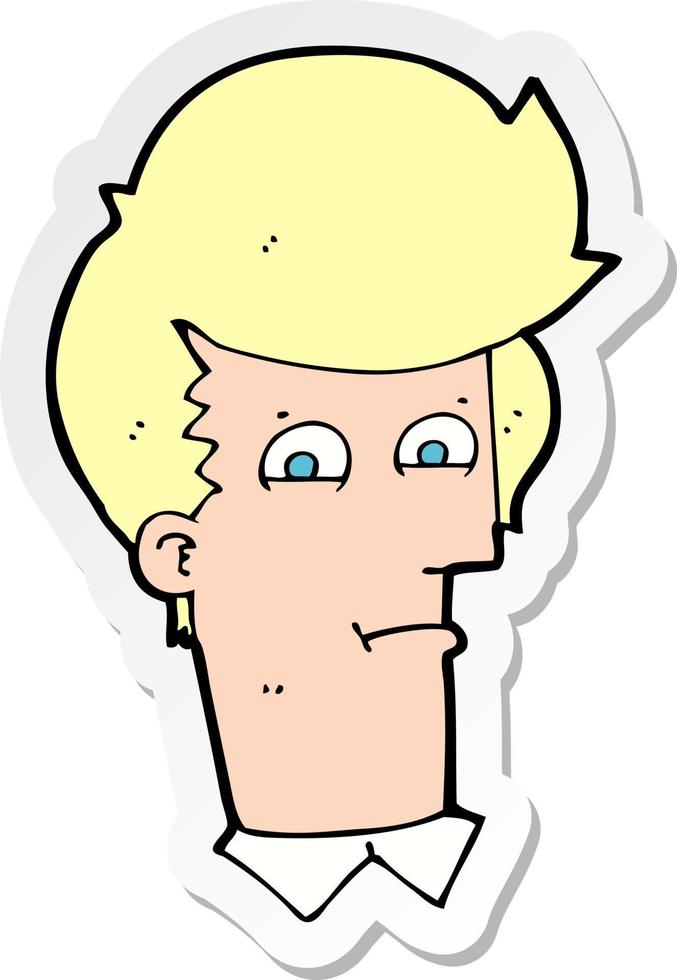sticker of a cartoon man narrowing eyes vector