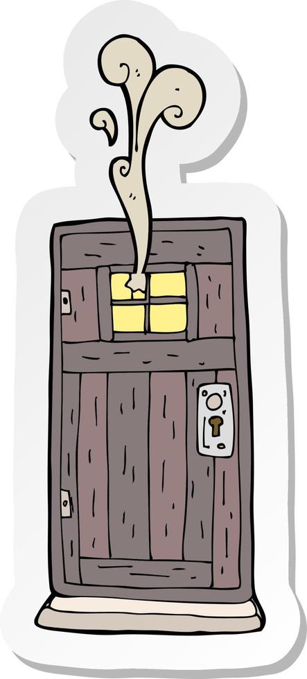 sticker of a cartoon old wood door vector