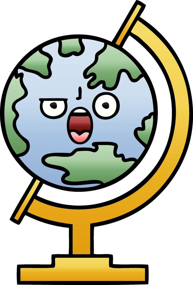 gradient shaded cartoon globe of the world vector
