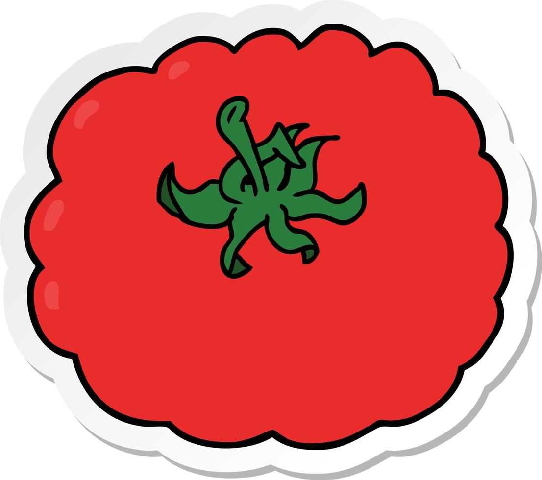 sticker of a cartoon tomato vector