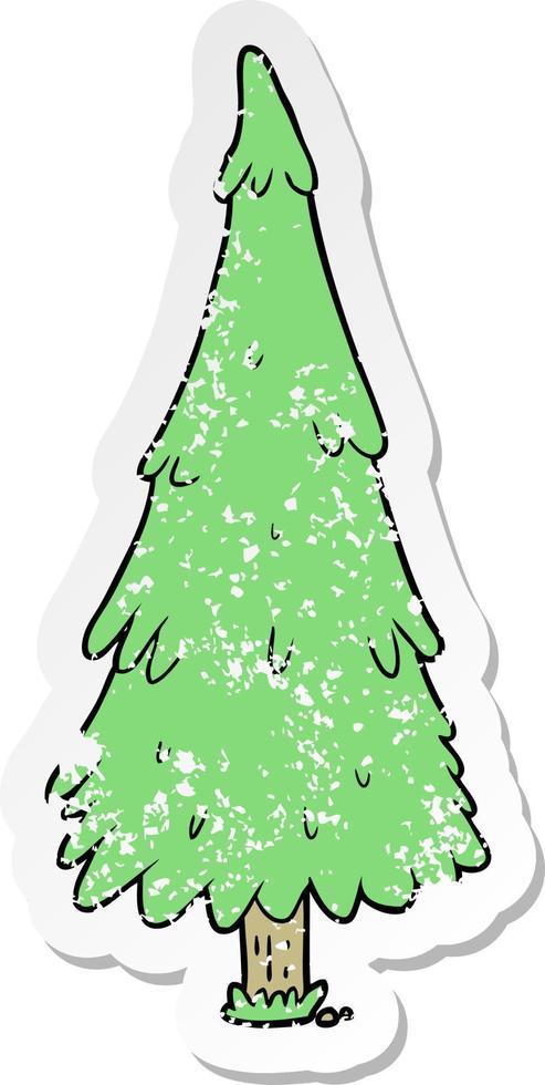 pegatina angustiada de un árbol de navidad de dibujos animados vector