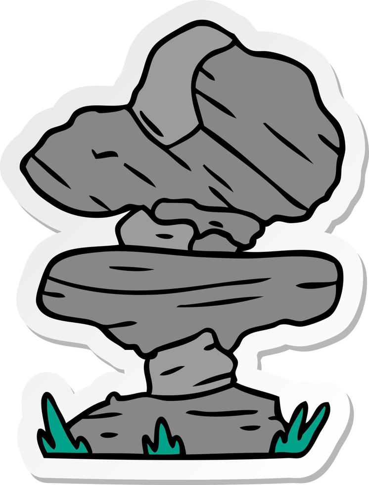 sticker cartoon doodle of grey stone boulders vector