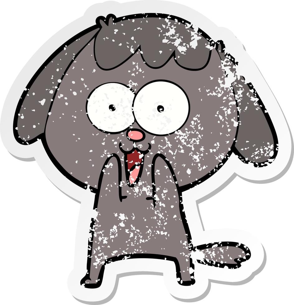 distressed sticker of a cute cartoon dog vector