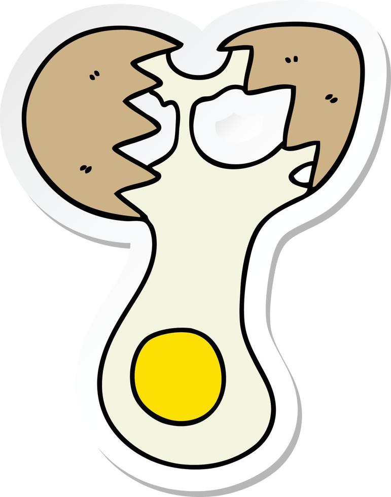 sticker of a quirky hand drawn cartoon cracked egg vector