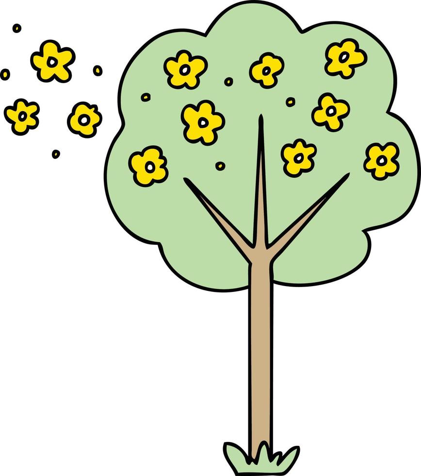 quirky hand drawn cartoon tree vector