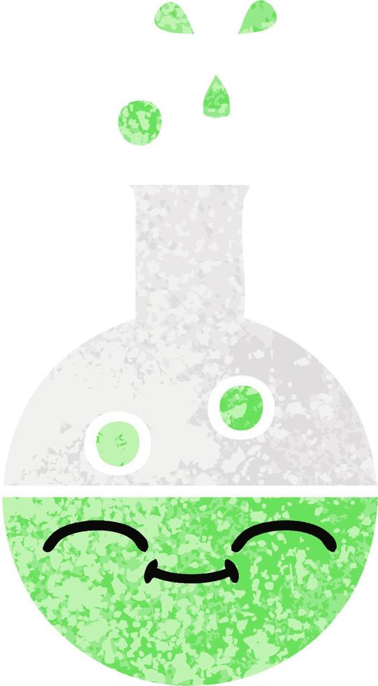 retro illustration style cartoon test tube vector