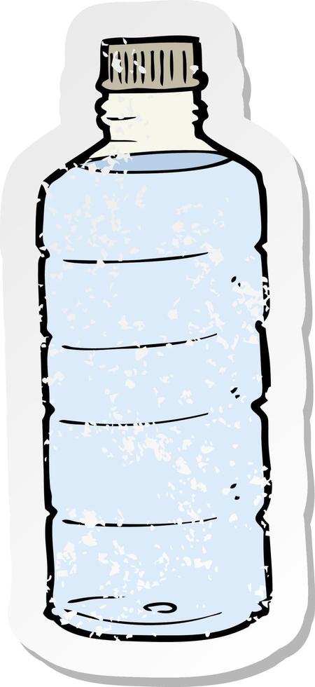 retro distressed sticker of a cartoon water bottle vector