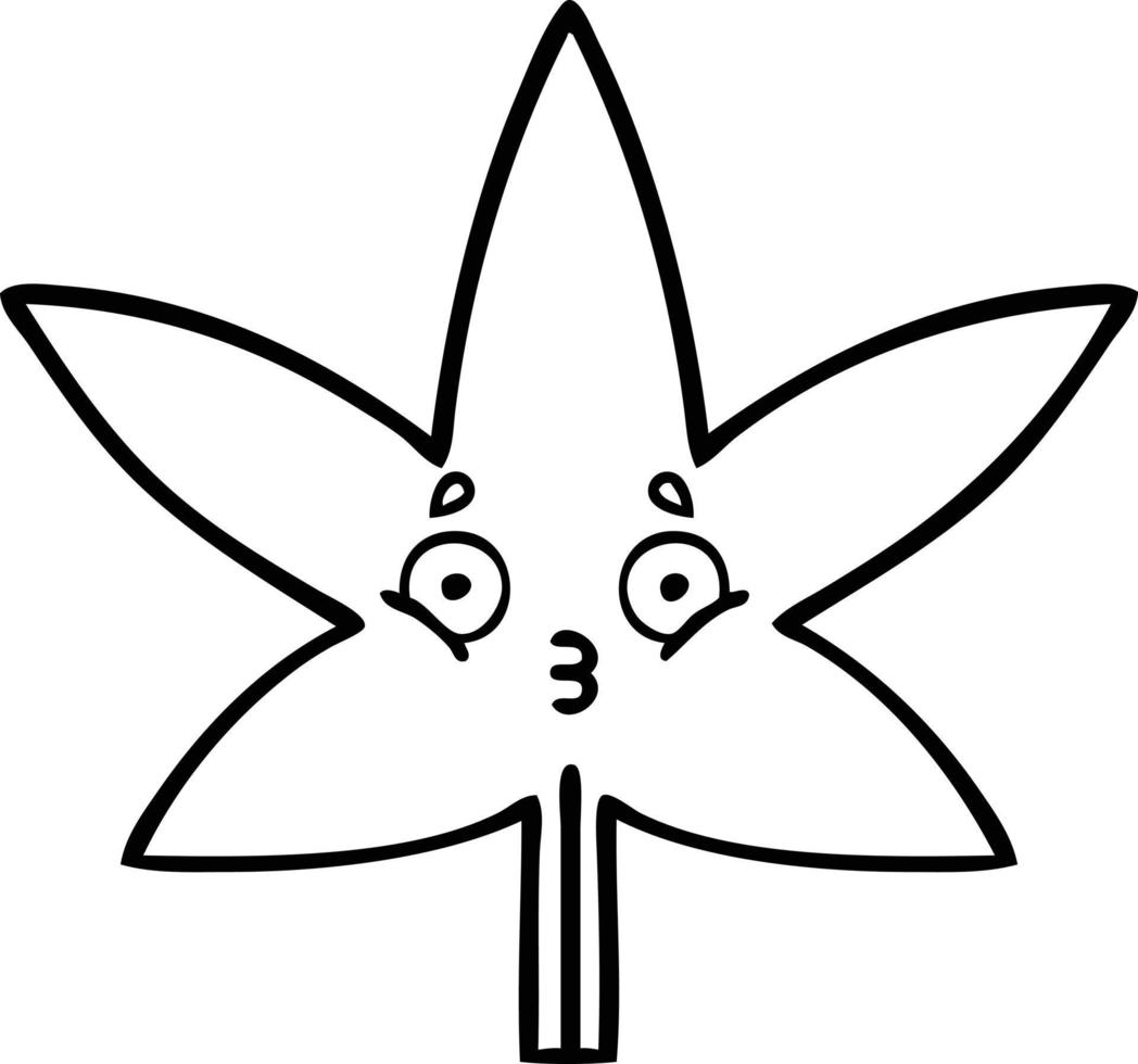 line drawing cartoon marijuana leaf vector