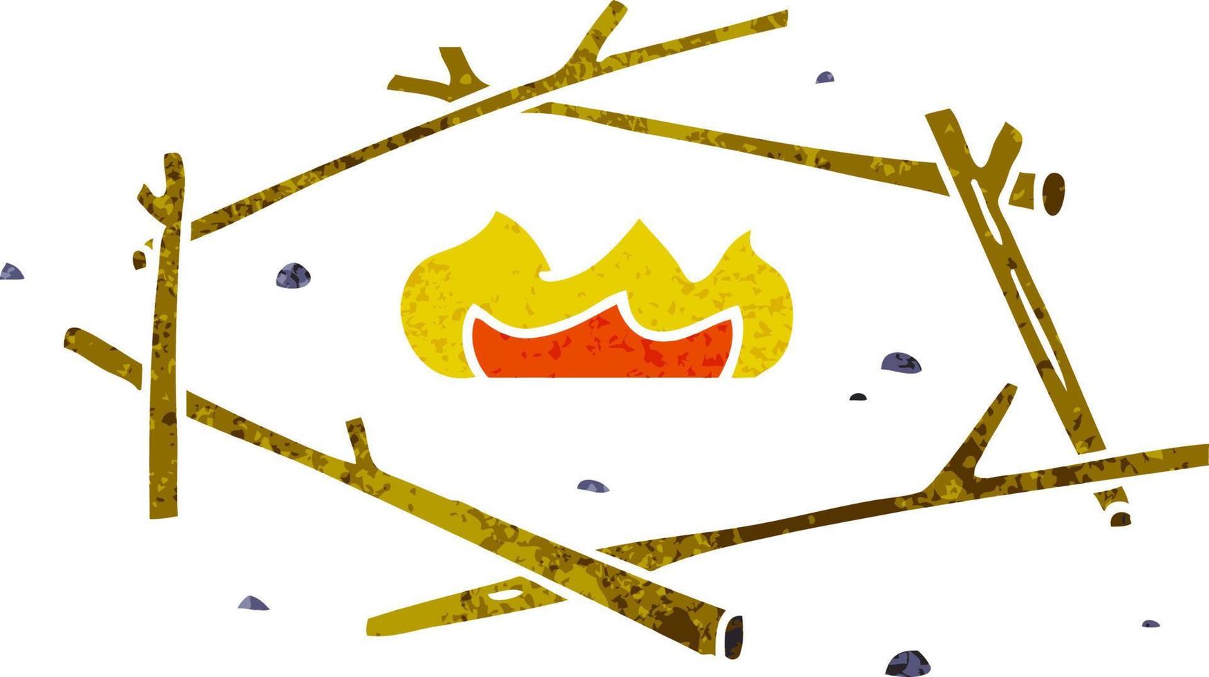 retro cartoon doodle of a camp fire vector